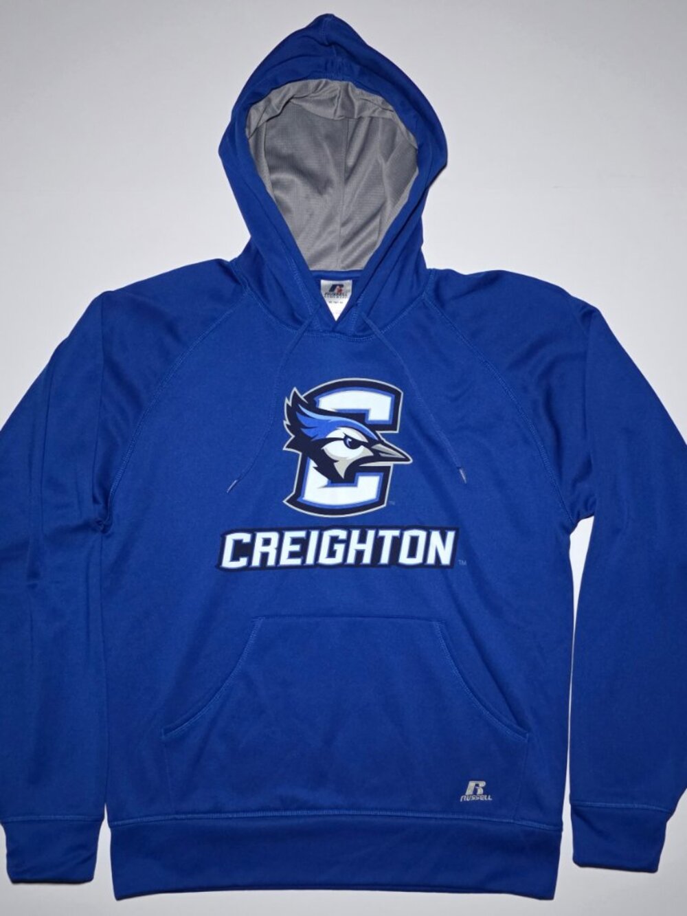 Russell Athletics Mens Creighton Bluejays Blue Graphic Print Hoodie Size Medium